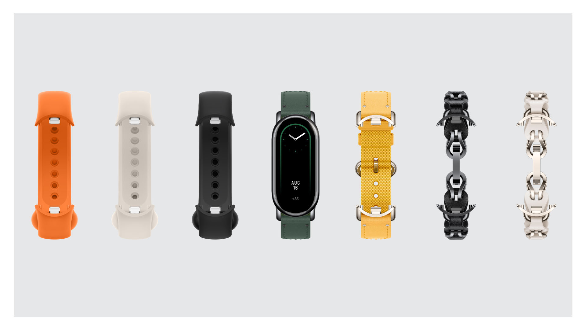 2. Xiaomi 手環 8首次採用快拆結構，不僅可以輕鬆拆換，更擺脫腕帶包圍式的束縛感，提供更多的「材質自由」。