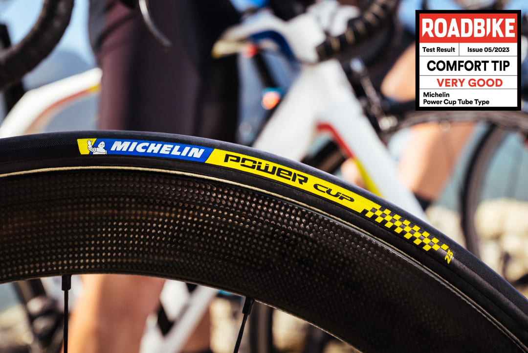 (圖3)據芬蘭獨立測試機構 Wheel Energy 滾動阻力測試的結果，米其林 Power Cup 開口胎平均消耗 12.75 瓦，在測試中具有最低的滾動阻力，同時還提供了出色的抓地力。