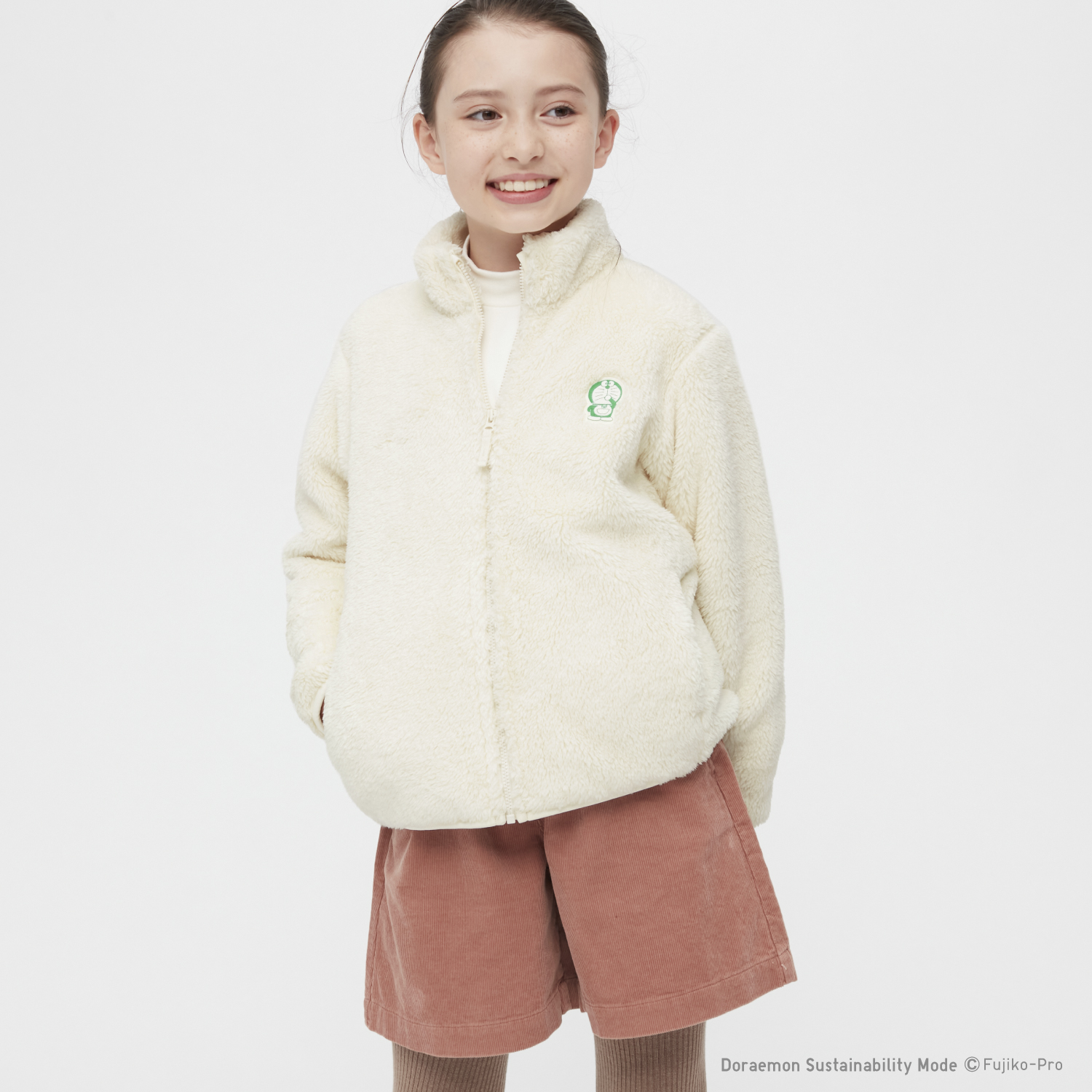 童裝doraemon Sustainability Mode長刷毛外套 穿搭圖